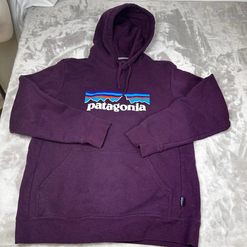 Patagonia Uprise Logo Hoodie Purple Womens Large Mens Medium Sweatshirt Spring - Picture 2 of 6
